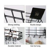 Heavy-Duty Self-Adhesive Wall Storage Baskets with Hooks (Pack of 2)