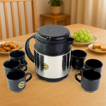 Tea and Coffee Thermos Flask and 6 Ceramic Cups (1 Set)