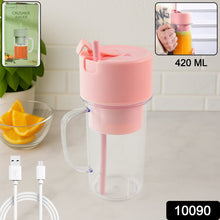 Portable Crusher Juicer With Handle & Straw, USB Rechargeable Multi Blades (420 ML)