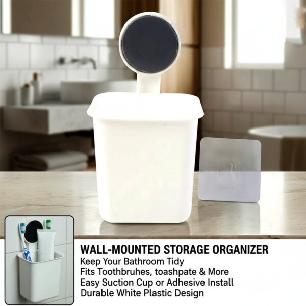 Wall-Mounted Toothbrush & Bathroom Storage Organizer