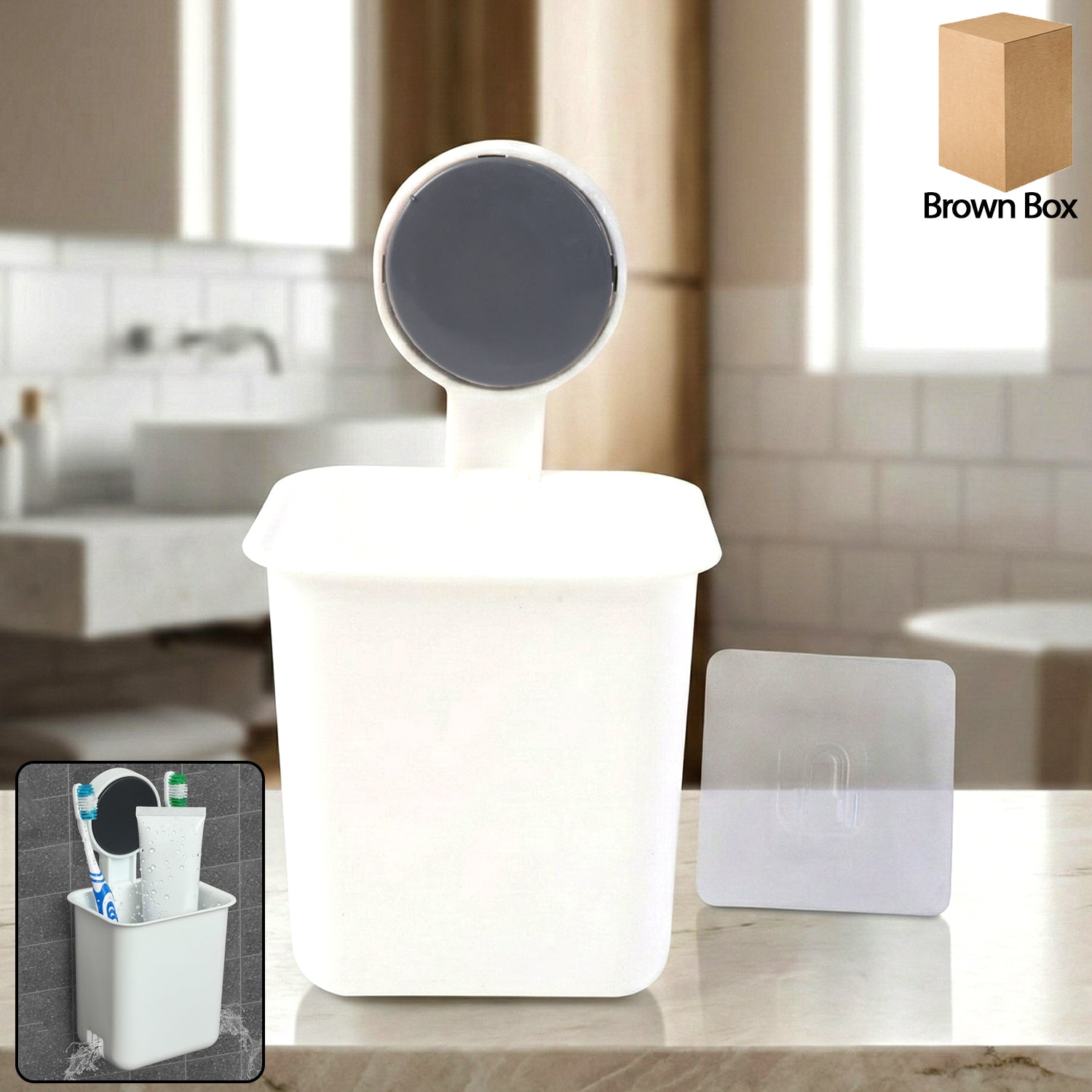 Wall-Mounted Toothbrush & Bathroom Storage Organizer
