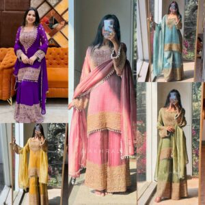 Luxury Embroidered Kurta Palazzo Set – Festive Wear