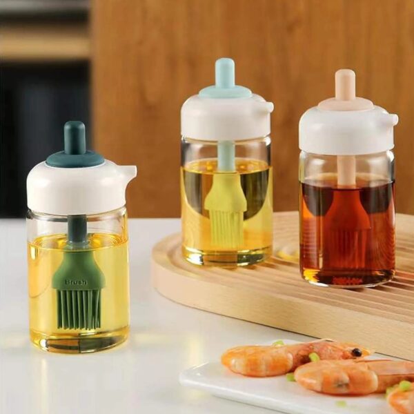 2 in 1 Glass Oil dispenser jar / Bottle with brush