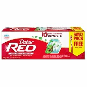 Dabur Red Toothpaste (200+ 100) g (With Free Toothbrush)